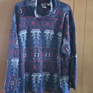 NUOVOl Patterned Hoodie in Blue and Red